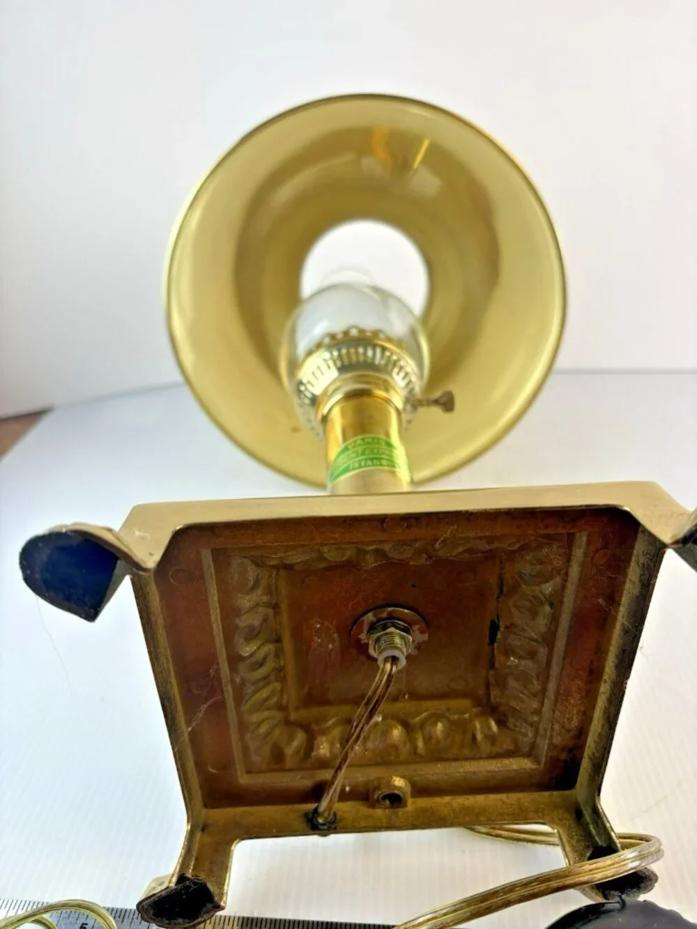 Vintage Brass Paris Istanbul Orient Express Clawfoot Table Lamp, Works, Adj.